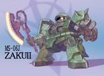  axe character_name chibi gundam ibuki_sakura_(sgw_v07) mecha mobile_suit_gundam weapon zaku zaku_ii 