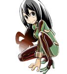  asui_tsuyu belt black_eyes black_hair bodysuit boku_no_hero_academia boots breasts female gloves high_heel_boots high_heels jumpsuit long_hair natsuno_hareruya smile solo thigh_boots 