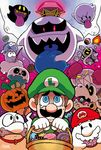  3boys alternate_form blue_eyes boo brothers candy crown cupcake donut dry_bones fire food ghost ghost-pepper goomba halloween hat jack-o&#039;-lantern jack-o'-lantern king_boo lollipop long_tongue luigi luigi&#039;s_mansion luigi's_mansion mario multiple_boys mustache nintendo overalls red_eyes siblings skeleton stitches super_mario_bros. tears tongue tongue_out yellow_eyes 