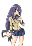  1girl asui_tsuyu black_hair boku_no_hero_academia breasts long_hair makishima_azusa school_uniform skirt 