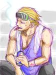  1boy blonde_hair cigar goggles one_piece paulie solo water_7 