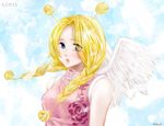  1girl blonde_hair character_name conis one_piece skypiea solo wings 