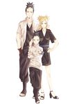  2boys black_eyes black_hair blonde_hair boruto:_naruto_the_movie breasts cleavage crossed_arms facial_hair family father_and_son goatee green_eyes hand_in_pocket hand_on_another's_shoulder hand_on_hip high_heels husband_and_wife jewelry looking_at_viewer medium_breasts mother_and_son multiple_boys nara_shikadai nara_shikamaru naruto naruto_(series) necklace open_toe_shoes quad_tails ring_necklace shoes short_hair suzu_(tg_390) temari white_background 