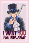  1boy hat i_want_you male_focus ohcock one_piece parody pointing poster propaganda sabo_(one_piece) scar solo top_hat 