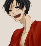  1boy male_focus monkey_d_luffy one_piece red_shirt shirt smile solo 
