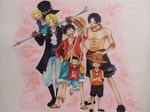  3boys black_hair blonde_hair brothers monkey_d_luffy multiple_boys multiple_persona one_piece portgas_d_ace sabo_(one_piece) siblings younger 