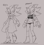 anthro arrow_hearted boots bow_tie bra bracelet breasts button_dress clothing crossgender dress eulipotyphlan female footwear gloves handwear hedgehog high_heeled_boots high_heels jacket jewelry mammal sega shadow_the_hedgehog sketch solo sonic_the_hedgehog_(series) topwear underwear