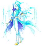  1boy absurdres ainchase_ishmael aqua_coat aqua_hair aqua_sclera blue_coat blue_gloves blue_pupils boots closed_mouth coat colored_inner_hair colored_sclera colored_skin crossed_bangs cuffs diamond-shaped_pupils diamond_(shape) elsword expressionless facial_tattoo full_body gloves highres hologram holographic_clothing hood hood_up hooded_coat layered_sleeves looking_at_object male_focus multicolored_hair official_art outstretched_arm pants runes shirt short_hair single_glove sleeveless sleeveless_shirt sleeves_past_elbows solo standing symbol-shaped_pupils tattoo third-party_source transparent_background two-sided_coat two-sided_fabric white_eyes white_footwear white_hair white_pants white_shirt white_skin wings 