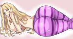  absurdres aged_up ass ayannon_yumme beatrice_(re:zero) blonde_hair blue_eyes blush breasts breasts_out butterfly-shaped_pupils covering_breasts covering_privates crown highres huge_ass huge_breasts long_hair mini_crown pantyhose re:zero_kara_hajimeru_isekai_seikatsu sidelocks symbol-shaped_pupils thighhighs 