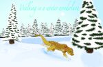 absurd_res female flute_dragon frozen_lake hi_res kerstin_(sajay) plant ringed_eyes running sajay snow snowing solo text tree