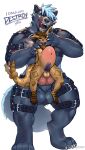 abdominal_bulge anal anal_penetration animal_genitalia animal_penis anthro ball_tuft balls bethesda_softworks big_dom_small_sub big_penis blue_hair brown_body brown_fur canid canine canine_genitalia canine_penis canis claws dialogue dominant duo erection fallout fangs fur genitals hair harness hi_res huge_penis hybrid hyper_penetration knot large_penetration leg_belt licking licking_lips male male/male mammal muscular muscular_anthro muscular_male neck_tuft night_stalker_(fallout) open_mouth penetration penile penile_penetration penis penis_in_ass penis_riding rattle_(anatomy) rattling scar size_difference smaller_penetrated tail tail_motion tailwag teeth tongue tongue_out tuft wolf zerpreros