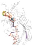  1boy blonde_hair fiery_wings fire male_focus marco one_piece pirate sandals solo spot_color tattoo transformation whitebeard_pirates 