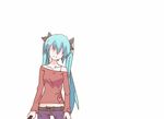  1girl animated animated_gif bai_yemeng blood blue_hair hatsune_miku long_hair red_eyes twintails ugoira very_long_hair vocaloid weapon 