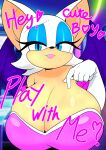 &lt;3 absurd_res anthro armwear bat bat_wings big_breasts blue_eyes blue_eyeshadow breasts cleavage clothed clothing dialogue elbow_gloves eyelashes eyeshadow fangs female fur furry_funnychan gloves handwear hi_res huge_breasts looking_at_viewer makeup mammal membrane_(anatomy) membranous_wings open_mouth rouge_the_bat sega solo sonic_the_hedgehog_(series) talking_to_viewer tan_body tan_fur teeth text white_body white_clothing white_fur white_gloves white_handwear wings