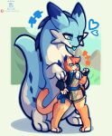 absurd_res anthro biped blue_eyes chillet clothed clothing digital_media_(artwork) domestic_cat dragon duo felid feline felis fur furred_dragon girly hi_res imminent_vore male mammal nagi_(nagifur) nagifur pal_(species) palworld simple_background size_difference tongue tongue_out topwear