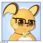coffeefly eyewear generation_1_pokemon glasses hi_res icon light_orb nintendo pokemon pokemon_(species) raichu smile solo
