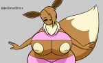 animated anthro belly big_breasts big_butt big_hipped bounce bouncing bouncing_breasts breasts brown_body brown_fur brown_hair butt clothed clothing curvy_figure eevee female fur generation_1_pokemon hair happy hi_res huge_breasts huge_butt huge_hips huge_thighs hyper hyper_breasts hyper_butt hyper_hips hyper_thighs jiggling jonhexelleirr jumping nintendo nipples pokemon pokemon_(species) shaded short_playtime simple_background simple_shading slightly_chubby slightly_chubby_anthro slightly_chubby_female smile smiling_at_another smiling_at_partner smiling_at_viewer standing thick_thighs voluptuous wide_hips