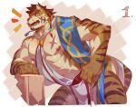 abs anthro biceps felid hi_res kourney male mammal muscular muscular_anthro muscular_male nipples pantherine pecs rude_(kourney) scar solo striped_body stripes tiger