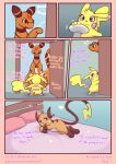 absurd_res ampharos bed comic daughter_(lore) dialogue door english_text evolutionary_family eyewear female fur furniture generation_1_pokemon generation_2_pokemon glasses group hi_res looking_down milachu92 mother_(lore) mother_and_child_(lore) mother_and_daughter_(lore) nintendo parent_(lore) parent_and_child_(lore) parent_and_daughter_(lore) pikachu pillow pokemon pokemon_(species) raichu size_difference smaller_female text trio wearing_glasses yellow_body yellow_fur