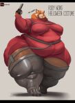 ada_wong ailurid anthro belly belt big_breasts big_butt breasts butt capcom chubby_belly clothed clothing colored cosplay female hi_res mammal obese overweight overweight_female red_panda resident_evil ruby_panda ruby_panda_(artist) solo thick_thighs wide_hips
