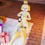 anal anal_penetration animal_crossing ankha_(animal_crossing) anthro bent_over breasts candy candy_cane canid canine carpet copi_cat_(artist) cunnilingus dessert duo felid feline female female/female food food_fetish food_play genitals gift hi_res holidays isabelle_(animal_crossing) lights long_tail mammal nintendo object_in_ass object_insertion oral penetration pussy rug sex short_tail tagme tail vaginal yellow_body