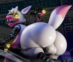3d_(artwork) animatronic anthro balls big_breasts breasts bugafterdark butt canid canine countershade_face countershade_torso countershading digital_media_(artwork) dipstick_tail endoskeleton exposed_endoskeleton five_nights_at_freddy&#039;s five_nights_at_freddy&#039;s_2 fox genitals gynomorph hair hi_res intersex lips looking_at_viewer machine mammal mangle_(fnaf) markings nipples nude robot scottgames solo tail tail_markings white_body