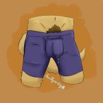 1:1 absurd_res anthro bodily_fluids bulge canid canine canis domestic_dog dripping genital_fluids genital_outline hi_res male mammal penis_outline precum precum_drip solo