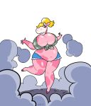 absurd_res anthro big_breasts bimbofication blackshirtboy bovid bovine breasts female gender_transformation hi_res huge_breasts identity_death mammal pink_body pink_skin solo toonification toony transformation wide_hips