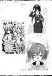  gun hidan_no_aria hidan_no_aria_aa kobuichi mamiya_akari monochrome pantyhose sasaki_shino seifuku sketch tagme takachiho_urara uniform 