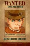  1boy alternate_universe bandana blood blood_on_clothes blood_on_face bright_pupils brown_background brown_hair brown_headwear character_name chengongzi123 closed_mouth cowboy_hat cowboy_western english_commentary english_text facial_hair goatee_stubble golden_kamuy green_eyes hat highres looking_at_viewer male_focus portrait red_bandana short_hair solo stubble tsukishima_hajime very_short_hair wanted 