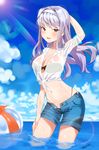  autographed bikini cleavage dr_poapo open_shirt see_through shijou_takane swimsuits the_idolm@ster wet wet_clothes 
