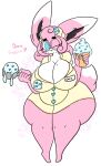 anthro big_breasts blue_eyes breasts clothing dessert doris_(lewdchuu) eyewear female food generation_1_pokemon glasses hair hat headgear headwear hi_res ice_cream lewdchuu_(artist) nintendo pink_body pink_hair pokemon pokemon_(species) scut_tail short_tail solo tail thick_thighs uniform wigglytuff