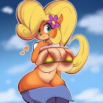 &lt;3 absurd_res activision anthro areola areola_slip bandicoot big_areola big_breasts big_butt bikini blonde_hair breasts butt choobsters clothing coco_bandicoot crash_bandicoot_(series) featureless_crotch female hair hi_res huge_areola huge_breasts huge_butt huge_hips huge_thighs mammal marsupial micro_bikini navel overalls overalls_down ponytail presenting presenting_breasts small_waist solo string_bikini swimwear thick_thighs wide_hips