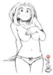  1girl boku_no_hero_academia breasts monochrome my_hero_academia ochako_uraraka panties shy sketch underwear uraraka_ochako 