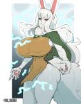 2024 5_fingers anthro big_breasts black_sclera breasts brown_clothing carrot_(one_piece) clothed clothing coat curvy_figure electricity female fingers fluffy fluffy_tail fur green_clothing green_coat green_topwear hair hi_res hourglass_figure huge_breasts long_ears long_hair looking_at_viewer mammal minkmen_(one_piece) neck_tuft no_underwear one_piece pawpads pink_pawpads red_eyes small_waist solo standing sulong_carrot tail thevarking thick_thighs topwear tuft white_body white_fur white_hair wide_hips