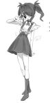  1girl ame-chan_(needy_girl_overdose) blush_stickers full_body greyscale hair_ornament highres monochrome needy_girl_overdose one_eye_closed relen sketch skirt smile suspender_skirt suspenders twintails v x_hair_ornament 