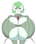 2023 big_breasts breast_focus breasts cleavage cleavage_cutout clothed clothing cutout digital_drawing_(artwork) digital_media_(artwork) eyewear female front_view gardevoir generation_3_pokemon glasses green_hair hair half-length_portrait hi_res huge_breasts humanoid keyhole_turtleneck lips looking_at_viewer mature_female mature_humanoid meme meme_clothing momijizx narrowed_eyes nintendo not_furry pokemon pokemon_(species) portrait red_eyes short_hair simple_background smile smiling_at_viewer solo sweater topwear turtleneck under_boob virgin_destroyer_sweater wearing_glasses white_background white_body wide_hips