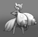 2019 areola big_areola big_breasts breast_expansion breasts digital_media_(artwork) elfdrago expansion eyelashes female gardevoir generation_3_pokemon gradient_background greyscale guide_lines hair hair_over_eye hi_res huge_areola huge_breasts humanoid hyper hyper_breasts monochrome nintendo nipples one_eye_obstructed pokemon pokemon_(species) simple_background sketch solo