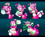 absurd_res ahegao anthro blush bovid bovine breasts cattle female fur heart_eyes heart_symbol hi_res lagomorph leporid looking_pleasured magic mammal multi_breast olive_cow pink_body pink_fur rabbit sashathebunny solo transformation transformation_sequence transformation_through_magic