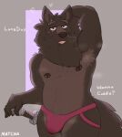 anthro armpit_hair armpit_tuft bedroom_eyes biceps blush bodily_fluids body_hair breath bulge canid canine canis chest_hair chromawolf clothed clothing cuddle_request fluffy fur hand_behind_head heart_symbol hi_res jockstrap jockstrap_only lyall_(lyre) lyre_(visual_novel) male mammal melee_weapon musk narrowed_eyes neck_tuft nipple_piercing nipples pecs piercing scar seductive signature snout solo stained_underwear sweat sword tail tongue tongue_out topless tuft underwear underwear_only weapon wolf