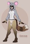 absurd_res anthro barefoot blue_eyes blush bottomless breasts clothed clothing feet female fur genitals hair hi_res hoodie hoodie_only hybrid innie_pussy kigurumi mammal murid murine naomi_(mightypoohead) nocturnalraptor onesie procyonid pussy raccoon rat rodent simple_background smile solo tail topwear topwear_only whiskers