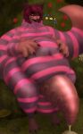abdominal_bulge absurd_res alice_in_wonderland anthro balls belly_rub big_balls big_butt big_hands big_penis bodily_fluids butt cheshire_cat chest_tuft claws cum digestion disney emoji felid feline flower forest fungus fur genital_fluids genitals grass half-erect hi_res huge_balls huge_butt huge_penis hyper hyper_genitalia hyper_penis implied_snuff killergrizzly kiss_mark leaking_cum lips machine male mammal markings moobs navel nipples obese obese_male oral_vore overweight overweight_male penis pink_body pink_fur plant rose_(flower) shredder_(machine) singing sitting solo striped_markings stripes thick_foreskin thick_lips tree tuft vein veiny_penis vore whiskers woodchipper yellow_eyes