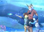 anthro aquarium camera cetacean clothed clothing deer diaper felid feline gesture group hand_gesture hi_res hoodie kemono leopard luce_bontemps lynx male mammal marine pantherine pointing scared topwear trio vivarium wearing_diaper