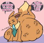 ambiguous_gender anthro ass_up belly big_belly black_eyes brown_body brown_fur cute_expression cute_pose dialogue diamond_shape eevee eeveelution falling_over fluffy fluffy_tail fur generation_1_pokemon generation_4_pokemon glaceon group huge_belly hyper hyper_belly inflation inflation_fetish long_ears long_tail looking_at_viewer lying neck_tuft nintendo on_front oral_vore pokemon pokemon_(species) pompuffy_(artist) raised_tail sequence speech_bubble squirming swallowing tail text tuft vore weight_gain weight_gain_drive