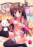  4season breasts garter lingerie nipples no_bra open_shirt pantsu saeki_nao thighhighs 