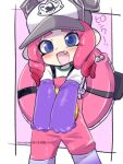  baseball_cap blue_eyes boots eromame fang gloves hat multicolored_hair non-web_source octoling octoling_girl octoling_player_character rubber_boots rubber_gloves splatoon_(series) splatoon_3 tentacle_hair two-tone_hair 