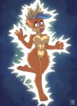 2024 activision anthro bandicoot big_breasts bouncing_breasts breasts camel_toe crash_bandicoot_(series) deathzera digital_media_(artwork) electrocution female hi_res mammal marsupial nipples nude orange_body shocked solo sparks tagme tawna_bandicoot wide_hips