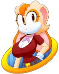  absurd_res alpha_channel anthro belt big_breasts bottomwear breasts button_(fastener) cleavage clothed clothing denim denim_bottomwear denim_clothing dress_shirt female hand_on_hip hi_res jeans kerchief lagomorph leporid mammal neckerchief pants rabbit ring sega shirt simple_background slickehedge solo sonic_the_hedgehog_(series) topwear transparent_background vanilla_the_rabbit wide_hips 