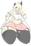 absurd_res big_bulge big_butt blush bottomwear bovid bulge butt caprine clothing femboy goat hi_res lester_(zeclyn) male mammal simple_background skirt solo thick_thighs zaclyn