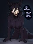  anthro black_body black_fur black_hair bone breasts canid canine detra dialogue female fur hair hi_res looking_at_viewer malo mammal monster nipples nude scp-1471 scp-1471-a scp_foundation skull skull_head solo tail text 